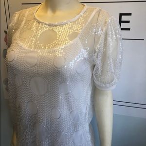 White Russian Sequin Top by Eva Franco. Medium, new with tags